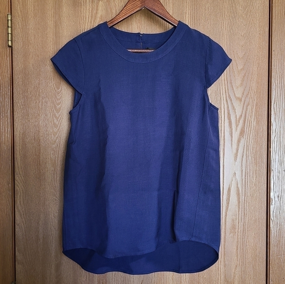 J. Crew Oxford Crepe Cap Sleeve Top